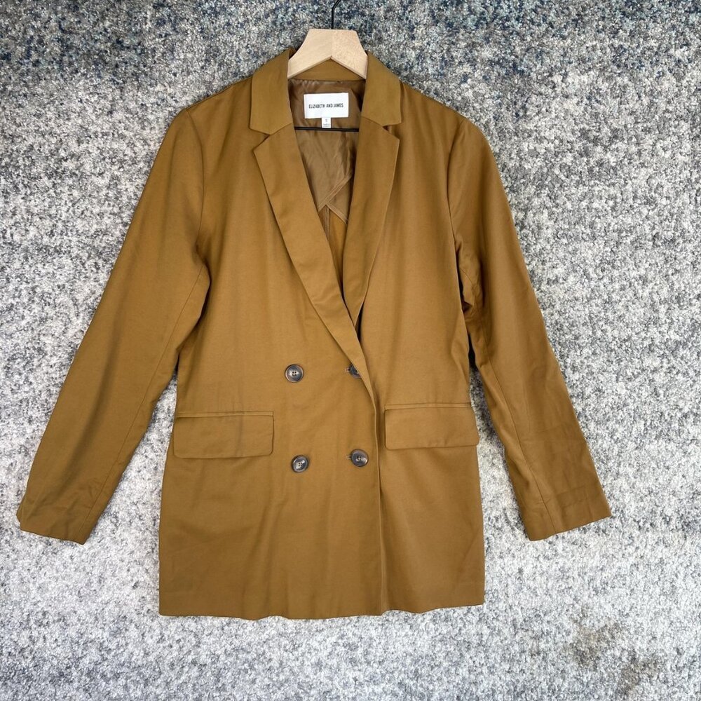 Elizabeth and James Blazer Womens Small‎ Camel Brown Double Breasted Stretch